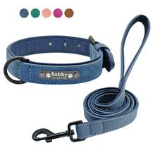 Load image into Gallery viewer, Custom Dog Collars Leather Personalized Pet Dog Tag Collar Leash Lead For Small Medium Large Dogs Pitbull Bulldog Pugs Beagle