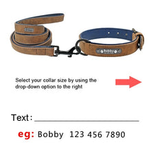 Load image into Gallery viewer, Custom Dog Collars Leather Personalized Pet Dog Tag Collar Leash Lead For Small Medium Large Dogs Pitbull Bulldog Pugs Beagle