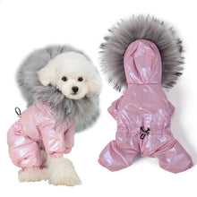 Load image into Gallery viewer, Luxury Fur Collar Dog Clothes Waterproof Windproof Dog Overalls for Small Dog Adjustable Waist Warm Puffy Pet Clothing Hair Free
